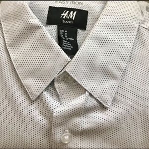 H&M Medium Slim Tailored Shirt. White w/Black dots